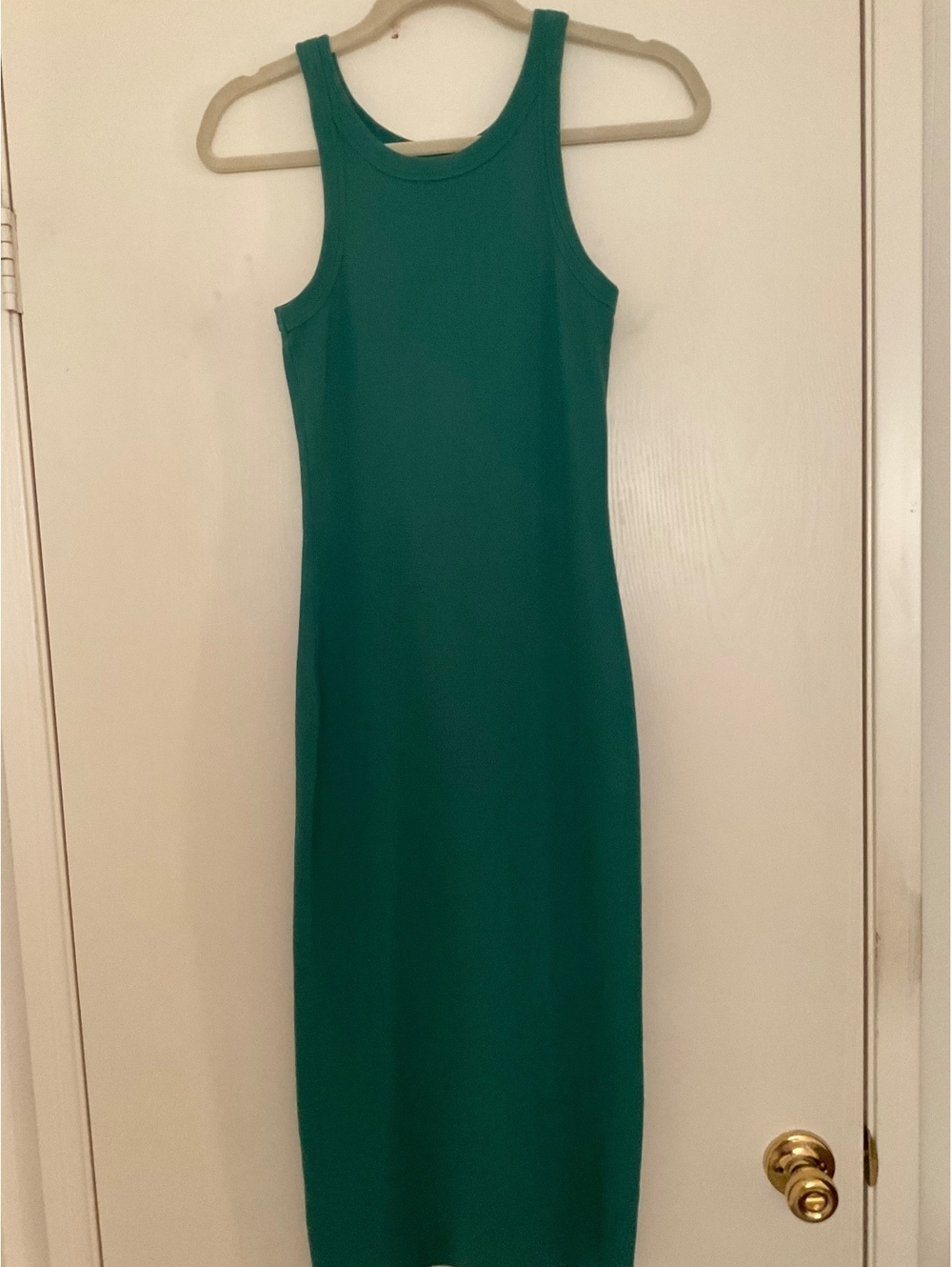 MOTHER MOVE IT The Chin Ups Midi Dress Cadmium Green Ribbed Tank Size XS